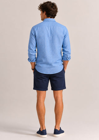 Camisa Lino Garment Dye Azul