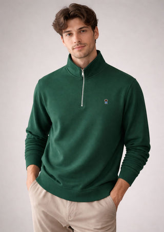 Media Cremallera Algodón Orgánico Logo Verde