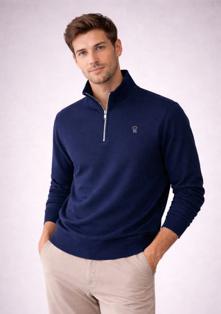 Media Cremallera Algodón Orgánico Logo Navy